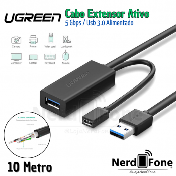 CABO EXTENSOR USB 3.0 10M ATIVO UGREEN