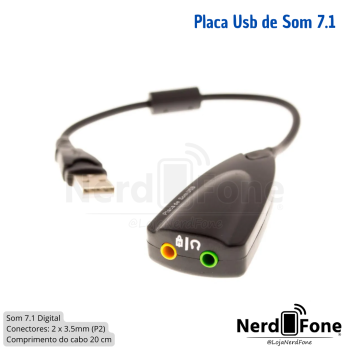 PLACA USB 2.0 x SOM 7.1 CABO 20CM KP/KN