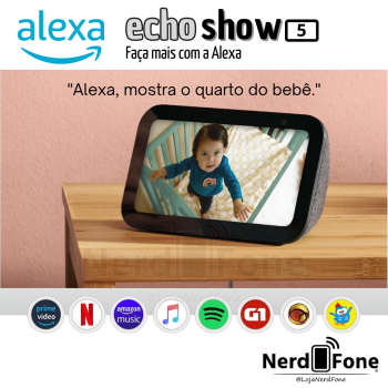 ALEXA AMAZON ECHO SHOW 5; 3ª GERAÇÃO PRETA;