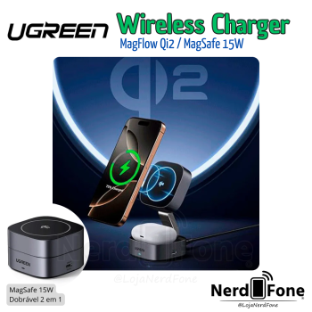 BASE CARREGADOR MAGSAFE 15W;  UGREEN MAGFLOW QI2