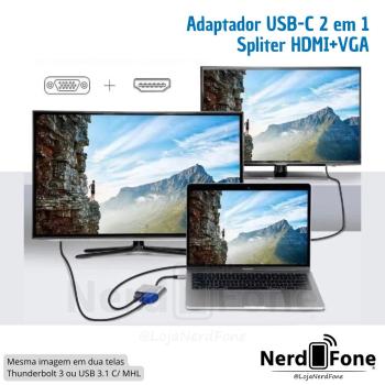 ADAPTADOR USB-C 2 em 1 x HDMI/VGA KNUP