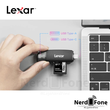 LEITOR DE CARTAO 3.2 SD/mSD LEXAR; USB-A + USB-C
