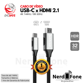 CABO ADAPTADOR USB-C x HDMI 2.1 PCYES; 2METROS