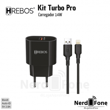 KIT CARREGADOR IOS 14W HREBOS