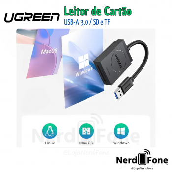LEITOR DE CARTAO USB-A 3.0; SD/Micro SD UGREEN;