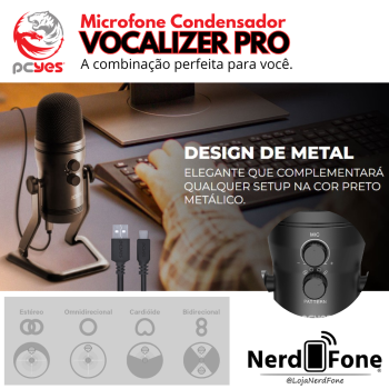 MICROFONE CONDENSADOR PODCAST/LIVE VOCALIZER PRO PCYES