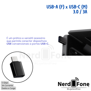 ADAPTADOR USB-C 3.0 (M) x USB-A (F) FORTREK