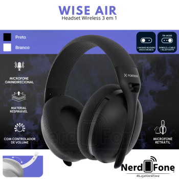 HEADSET WIRELESS WISE AIR FORTREK; TRIMODE PRETO