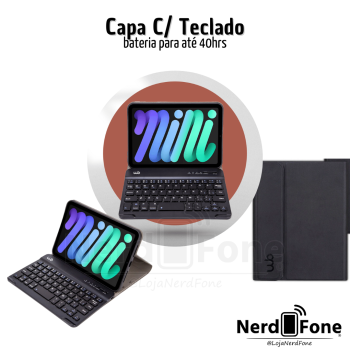 CAPA COM TECLADO P/ IPAD MINI 6/7 WB PRETA