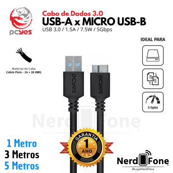 CABO USB-A 3.0 x MICRO USB-B 3.0 PCYES