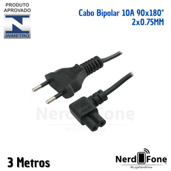 CABO DE FORCA BIPOLAR 8 PHILIPS; 2x0,75MM 3M 180°x90°