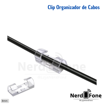 CLIP ORGANIZADOR DE CABOS E FIOS C/ ADESIVO TRANSPARENTE 8MM PIX