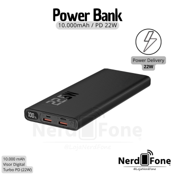 BATERIA PORTATIL TURBO 22W HR; 10.000mAh