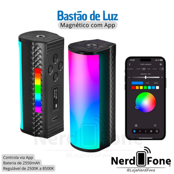 BASTÃO DE LED MAGNÉTICO COM APP NR/NW