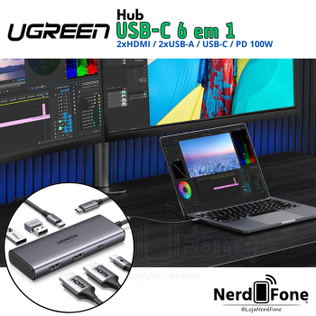 HUB USB-C 6 EM 1 DUAL HDMI UGREEN
