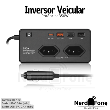 INVERSOR DE TENSAO 12VDC 350W 110V