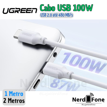 CABO USB-C 2.0 5A 100W UGREEN / BRANCO