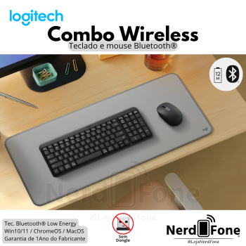 KIT TECLADO E MOUSE SEM FIO; COMBO WIRELESS BLUETOOTH; MK250 LOGITECH