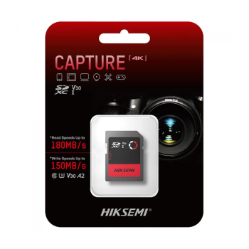 CARTÃO SD HIKSEMI CAPTURE 4K;  V30 U3 A2 P/ CÂMERA 180MB/S