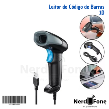LEITOR DE CODIGO BARRAS 1D C/FIO KNUP