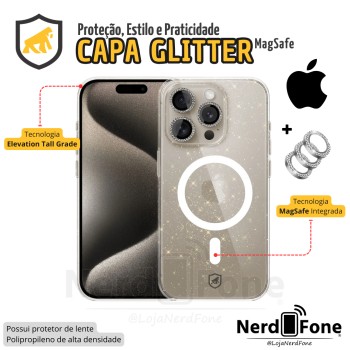 CAPA MAGSAFE GLITTER + LENTE GLITTER PARA IPHONE
