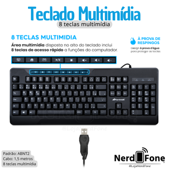TECLADO MULTIMIDIA 107 TECLAS FK