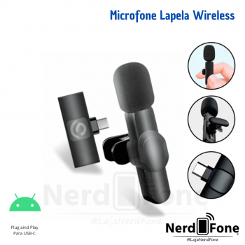 MICROFONE SEM FIO LAPELA SINGLE; USB-C