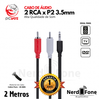CABO 2RCA x P2 3.5MM PCYES; 2METROS