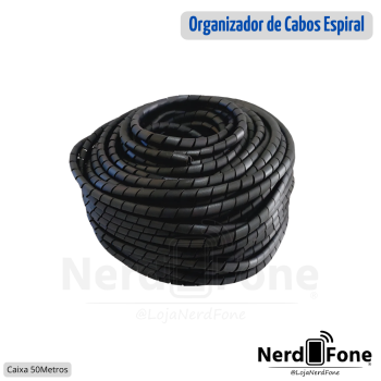 ORGANIZADOR DE FIOS E CABOS ESPIRAL; DIÂMETRO: 13MM / POLEGADA: 1/2; CAIXA 50 METROS