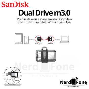 DUAL DRIVE 3.0 SANDISK; USB-A + MICRO (V8) 032GB