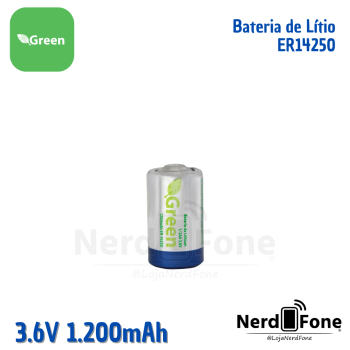BATERIA RECARREGÁVEL ER14250 3.6V 1200MAH GREEN