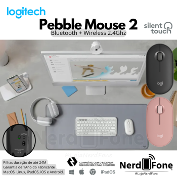 MOUSE LOGITECH PEBBLE 2 M350S; BLUETOOTH + 2.4GHZ