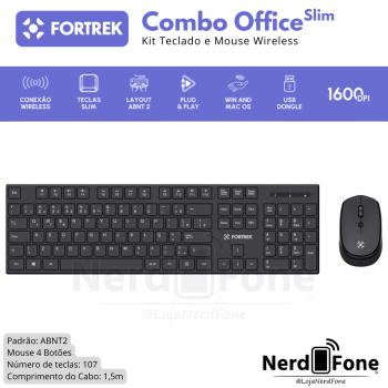 KIT TECLADO OFFICE SLIM FORTREK