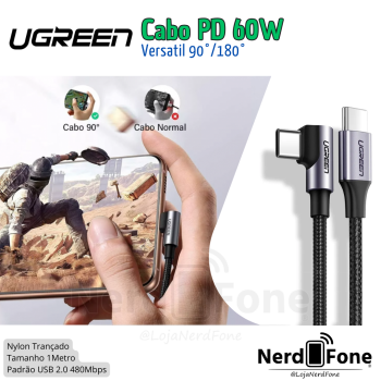 CABO USB-C 2.0 x USB-C 90° 60W 1M UGREEN