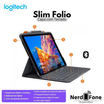 CAPA SLIM FOLIO P/ IPAD AIR 3ª/ IPAD PRO 10.5 LOGITECH; C/ TECLADO