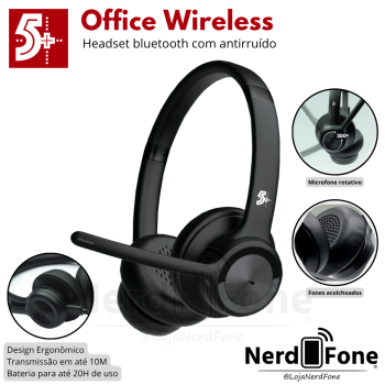 FONE HEADSET BLUETOOTH OFFICE 5+; C/ ANTIRRUÍDO; HS-203