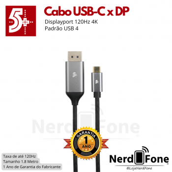 CABO ADAPTADOR USB-C x DISPLAYPORT (DP) 5+; 4K 120HZ 1.8M
