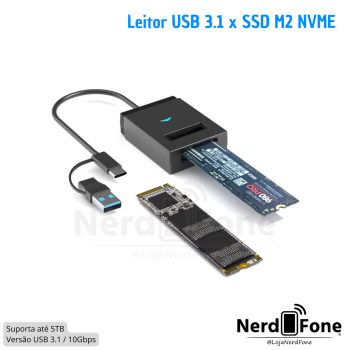 ADAPTADOR LEITOR M.2 NVME USB 3.1 A/C