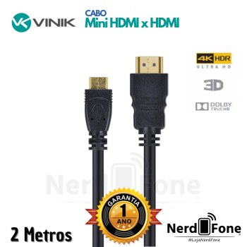 CABO MINI HDMI 2.0 4K x HDMI VINIK; 2METROS