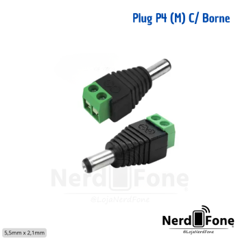 ADAPTADOR P4 MACHO COM BORNE; PLUG 5.5 x 2.1MM