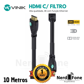 CABO HDMI 2.0 4K C/ FILTRO VINIK; 10METROS