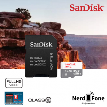 CARTÃO MICRO SD SANDISK ULTRA; CLASSE 10 FHD mSD 032GB