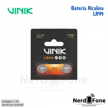 BATERIA BOTÃO 1.5V LR44 VINIK; UNIDADE