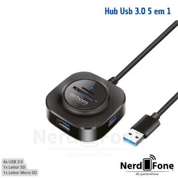 HUB USB 3.0 5 EM 1 (SD/MICRO SD/3 USB 3.0) EXBOM