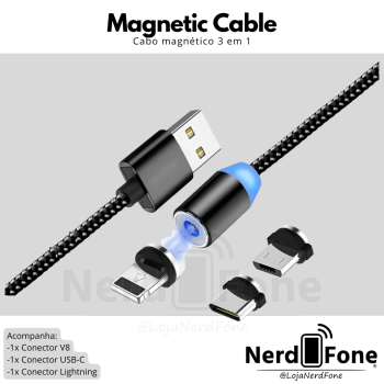 CABO MULTIFUNCIONAL MAGNÉTICO 3 EM 1