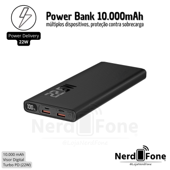 BATERIA PORTATIL TURBO 22W HR; 10.000mAh
