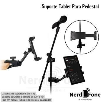 SUPORTE DE PEDESTAL CLAMP PARA TABLET/CELULAR