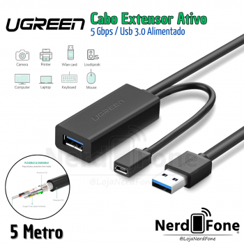 CABO EXTENSOR USB 3.0 5M ATIVO UGREEN
