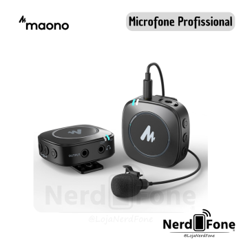 MICROFONE DE LAPELA SEM FIO PARA CELULAR E CAMERA MAONO