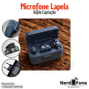 MICROFONE WIRELLES LAPELA PEINING; DUAL MODE C/ CASE CP2